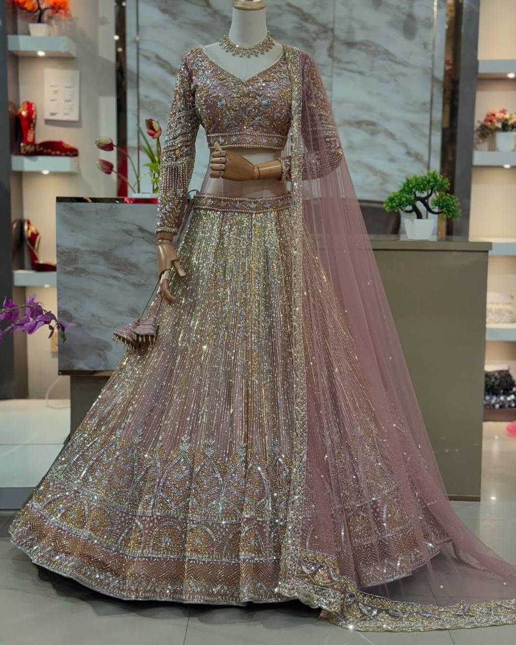 Butterfly Designer Embroidered Sequins Lehenga - MYLUXURY LANE ENTERPRISE